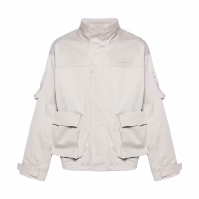 MSGM Logo Embroidered High Neck Utility Jacket Men’s Light Gray 3640MH07X247105-94