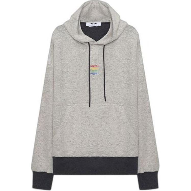 MSGM Logo Embroidered Hoodie Gray 3340MM174227797-98