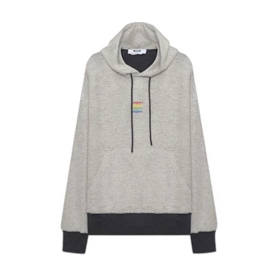 MSGM Logo Embroidered Hoodie Gray 3340MM174227797-98
