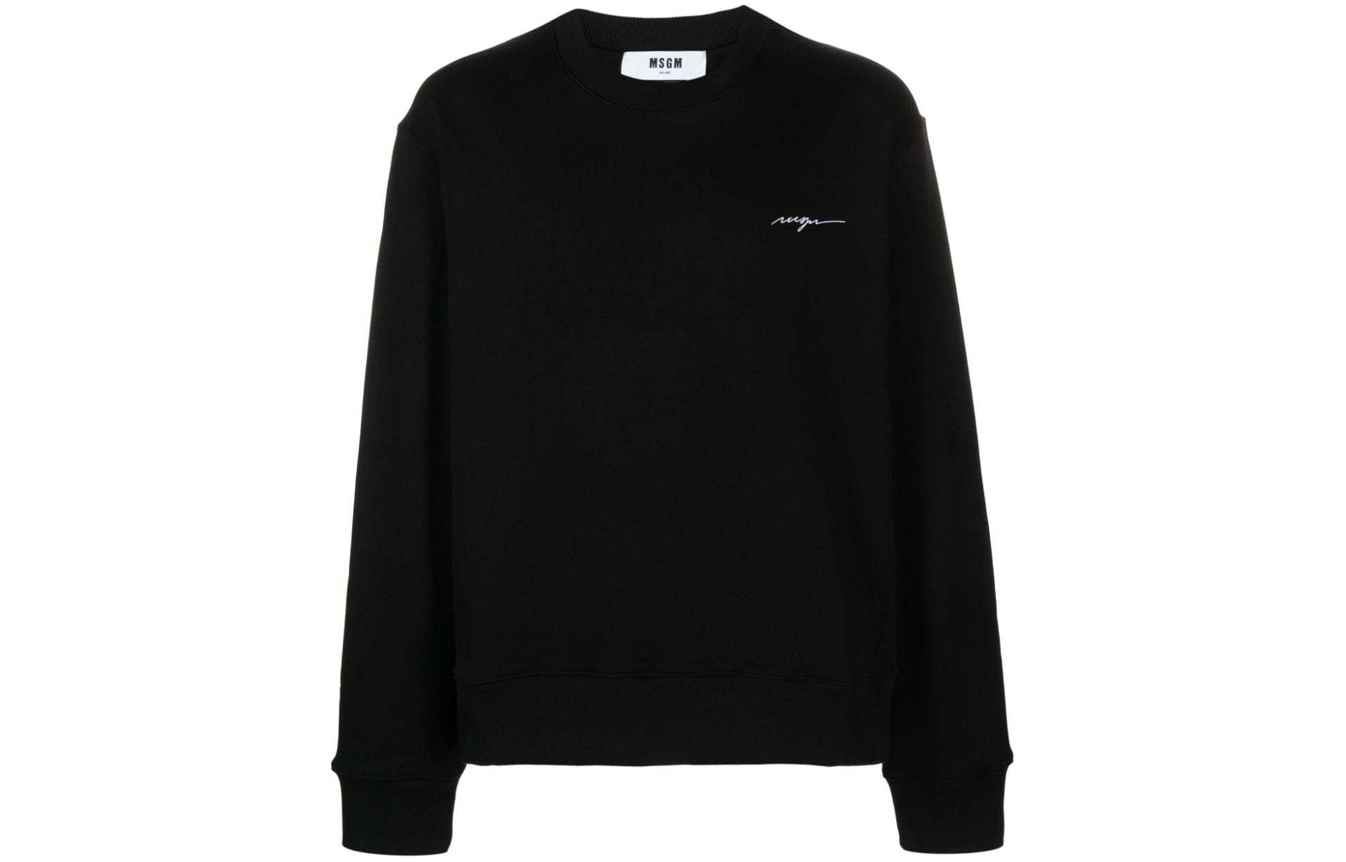 MSGM Logo Embroidered Oversized Crewneck Sweatshirt Black () 3640MM102247001-BLACK