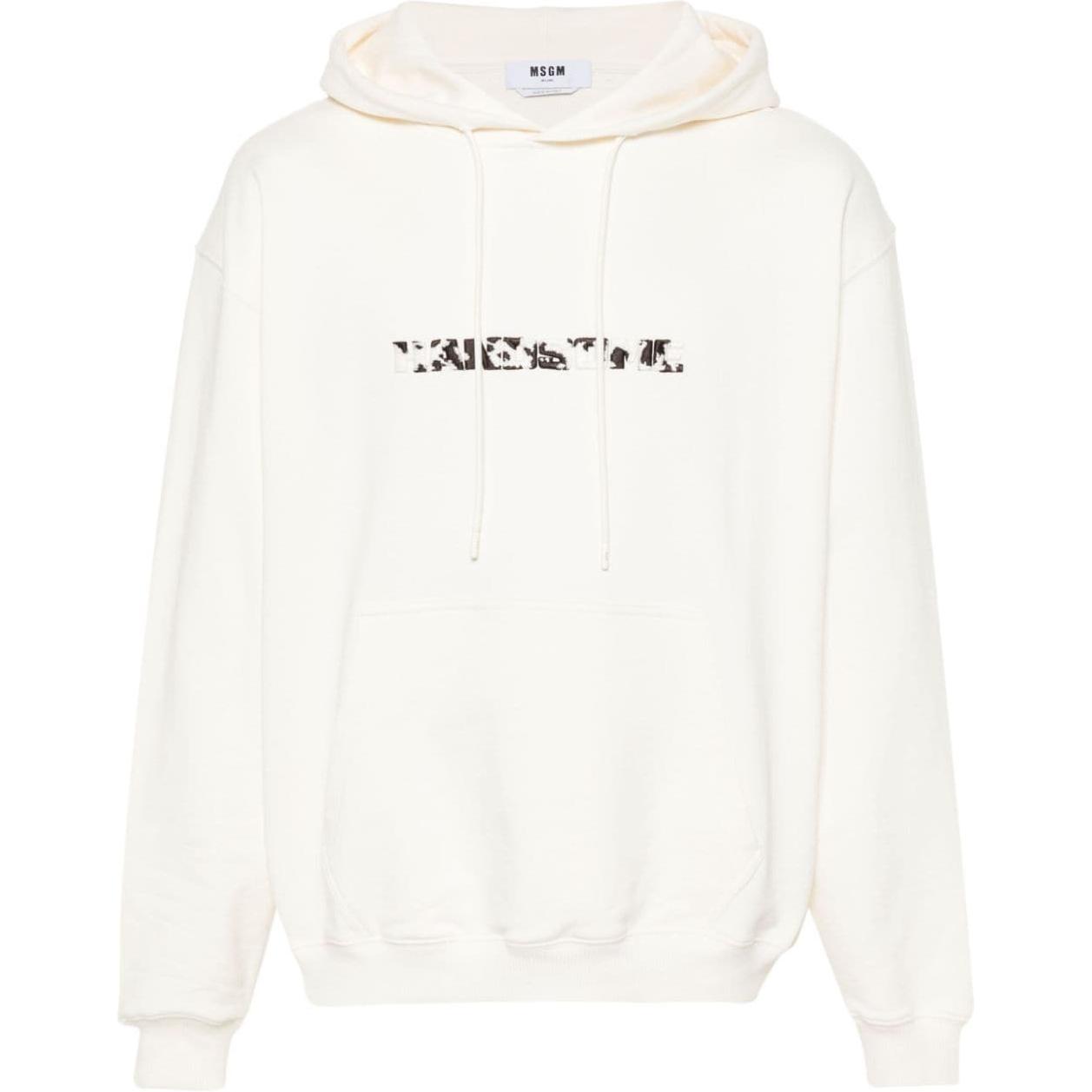 MSGM Logo Embroidered Oversized Hoodie Beige () 3640MM137247000-BEIGE