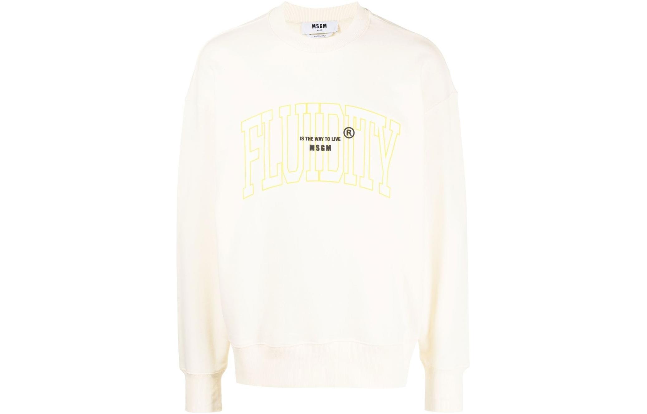 MSGM Logo Graphic Crewneck Long Sleeve Sweatshirt Beige () 3340MM169-227799-02