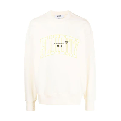 MSGM Logo Graphic Crewneck Long Sleeve Sweatshirt Beige () 3340MM169-227799-02