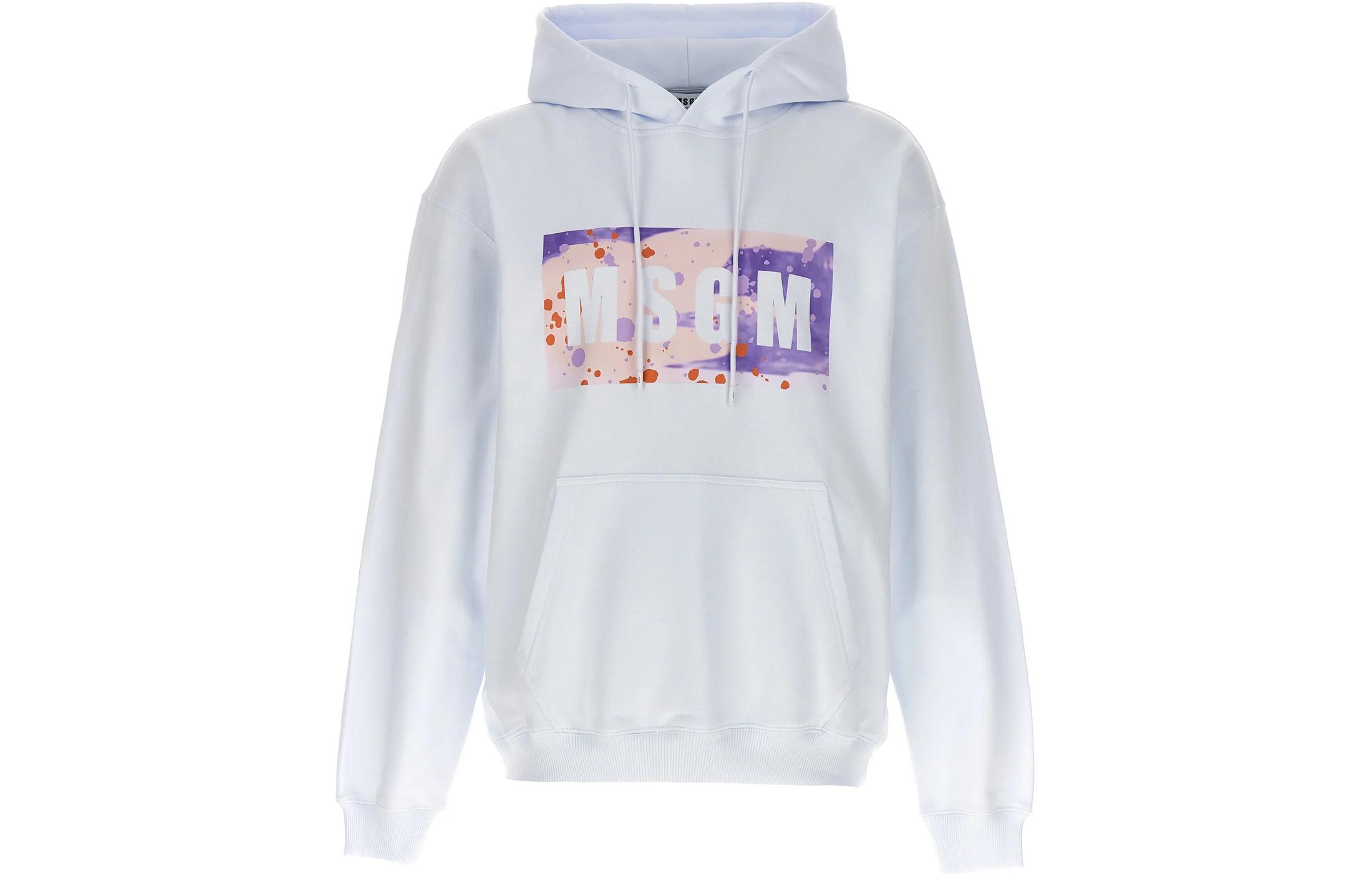 MSGM Logo Graphic Hoodie Pullover White 3640MM80247000-01