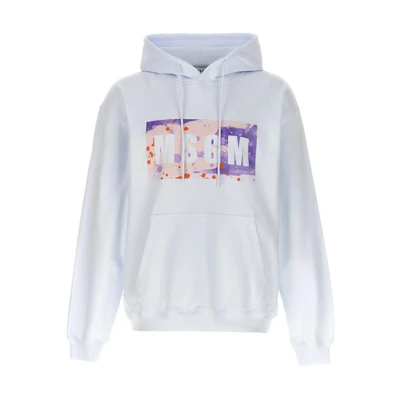 MSGM Logo Graphic Hoodie Pullover White 3640MM80247000-01