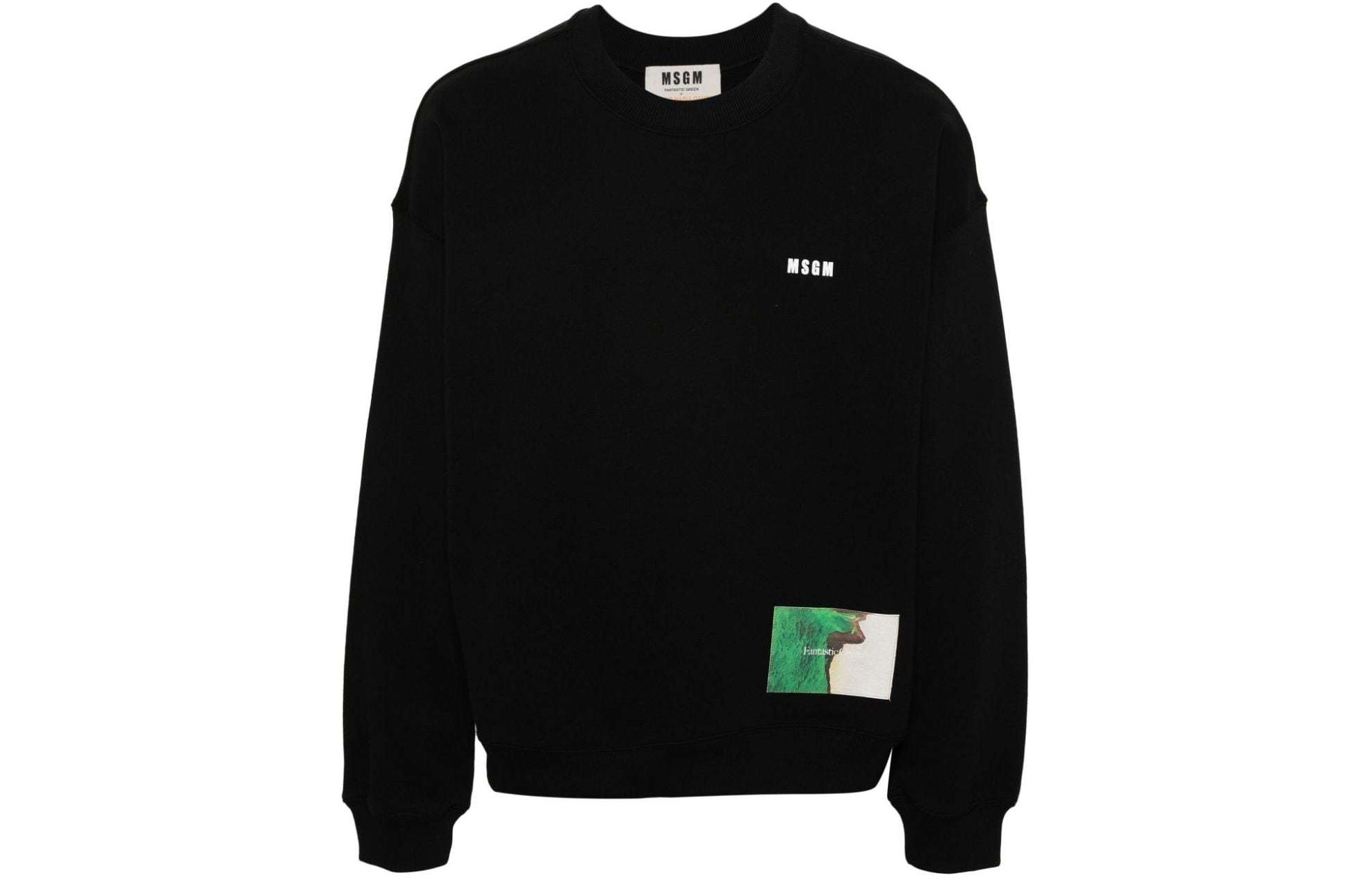 MSGM Logo Graphic Long Sleeve Sweatshirt Unisex Black 3646MM01247299-99