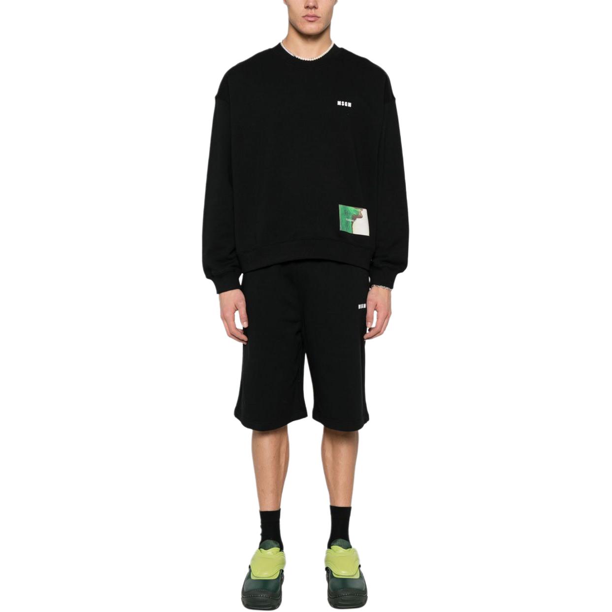 Lookbook MSGM 로고 그래픽 긴팔 맨투맨 유니섹스 블랙 3646MM01247299-99