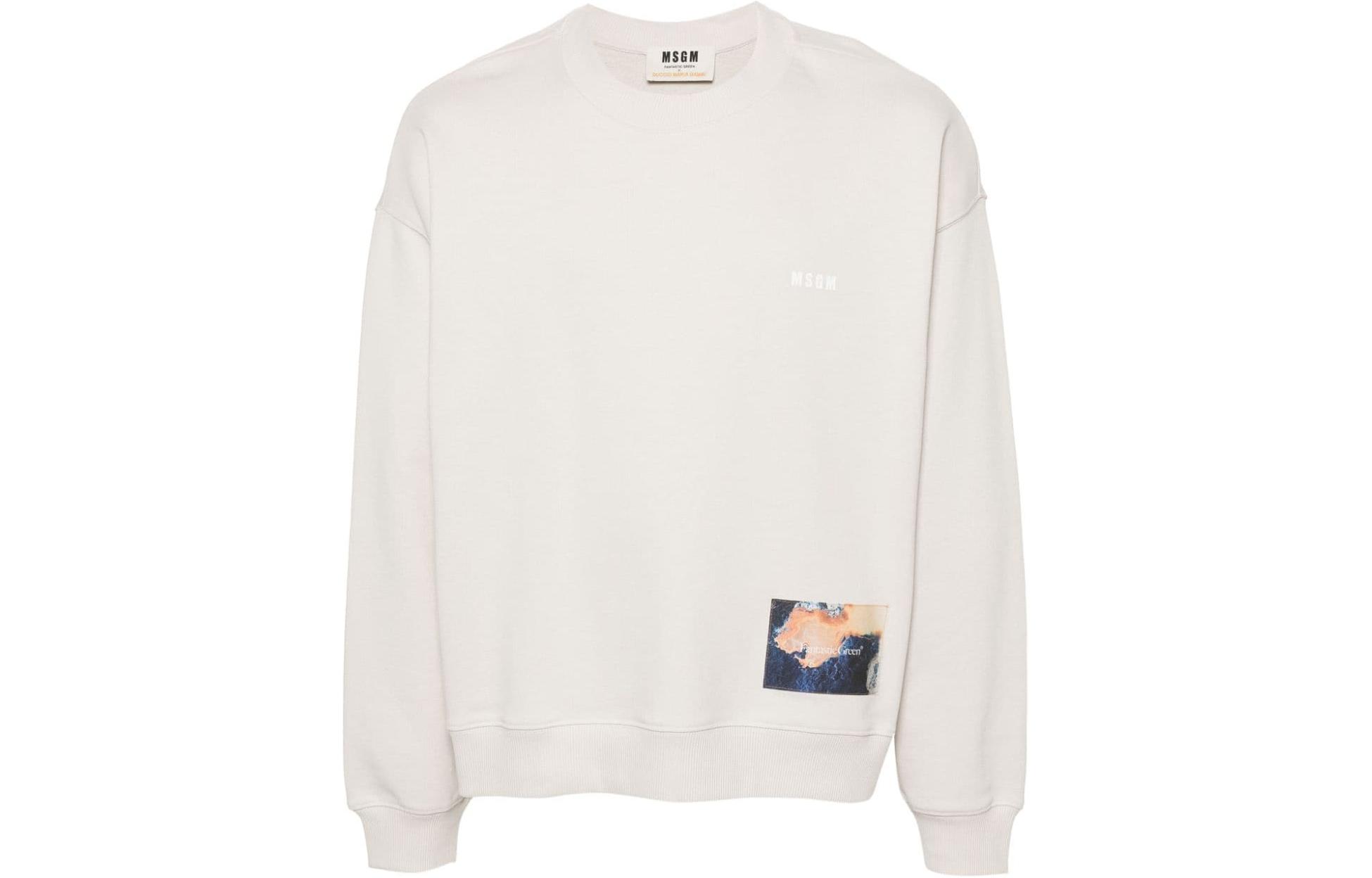 MSGM Logo Graphic Print Patchwork Sweatshirt Unisex Off-White 3646MM01247299-20