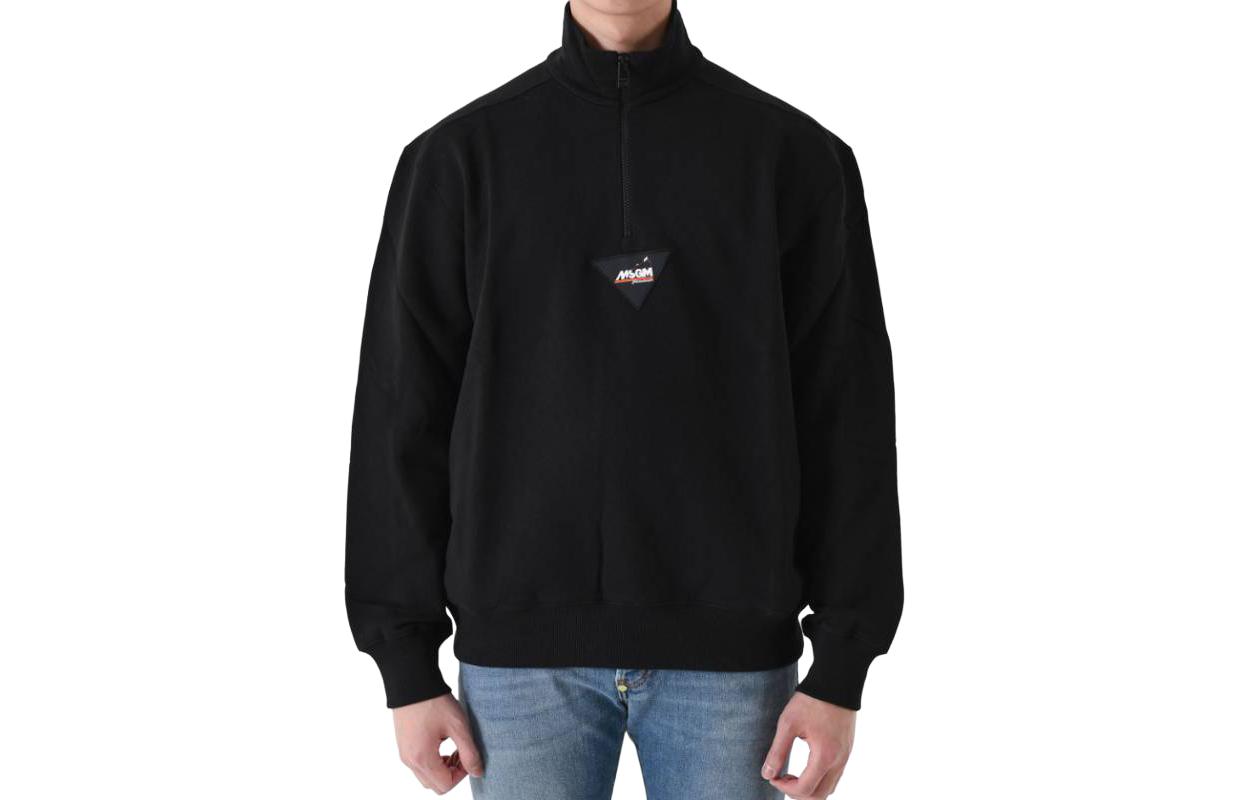 MSGM Logo High-Neck Zip-Up Sweatshirt Black - 3340MM772-27799-99