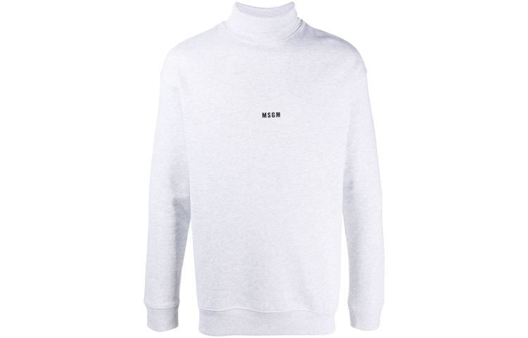 MSGM Logo High Turtleneck Pullover Sweatshirt Men’s Grey 2940MM108207597-94