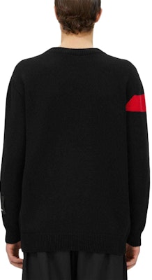 MSGM 로고 패치 크루넥 오버사이즈 롱 슬리브 니트 스웨터 블랙. 3740MM218247593-BLACK Shop MSGM 로고 패치 크루넥 오버사이즈 롱 슬리브 니트 스웨터 블랙. 3740MM218247593-BLACK