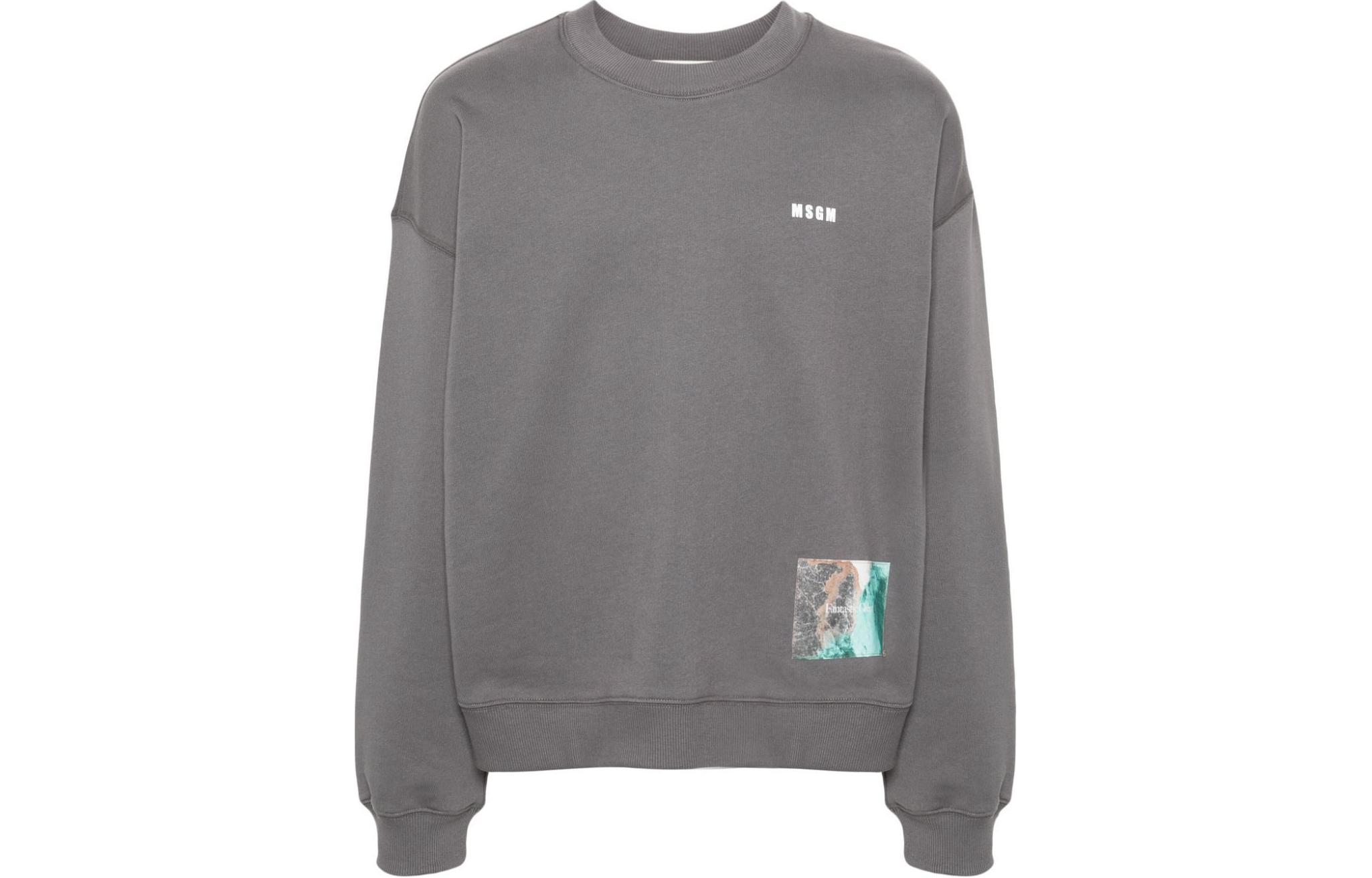 MSGM Logo Print Appliqué Detail Sweatshirt Unisex Rock Gray 3646MM01247299-98