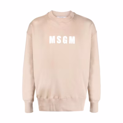 MSGM Logo Print Beige Cotton Sweatshirt 3540MM119237799-BEIGE