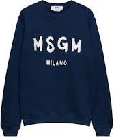 MSGM Logo Print Blue Crewneck Oversized Sweatshirt Fashion 3740MM513247799-BLUE MSGM Logo Print Blue Crewneck Oversized Sweatshirt Fashion 3740MM513247799-BLUE