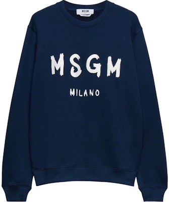 MSGM Logo Print Blue Crewneck Oversized Sweatshirt Fashion 3740MM513247799-BLUE Buy MSGM Logo Print Blue Crewneck Oversized Sweatshirt Fashion 3740MM513247799-BLUE