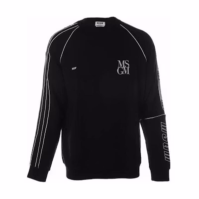 MSGM Logo Print Casual Crewneck Long Sleeve Sweatshirt Black () 2840MM70-207099-99