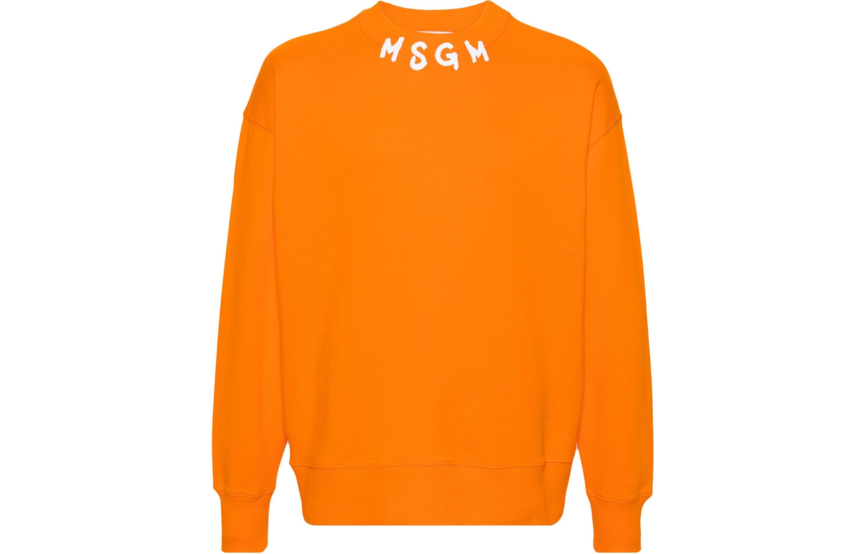 MSGM Logo Print Cotton Long-Sleeve Sweatshirt Orange () 3640MM119247000-ORANGE