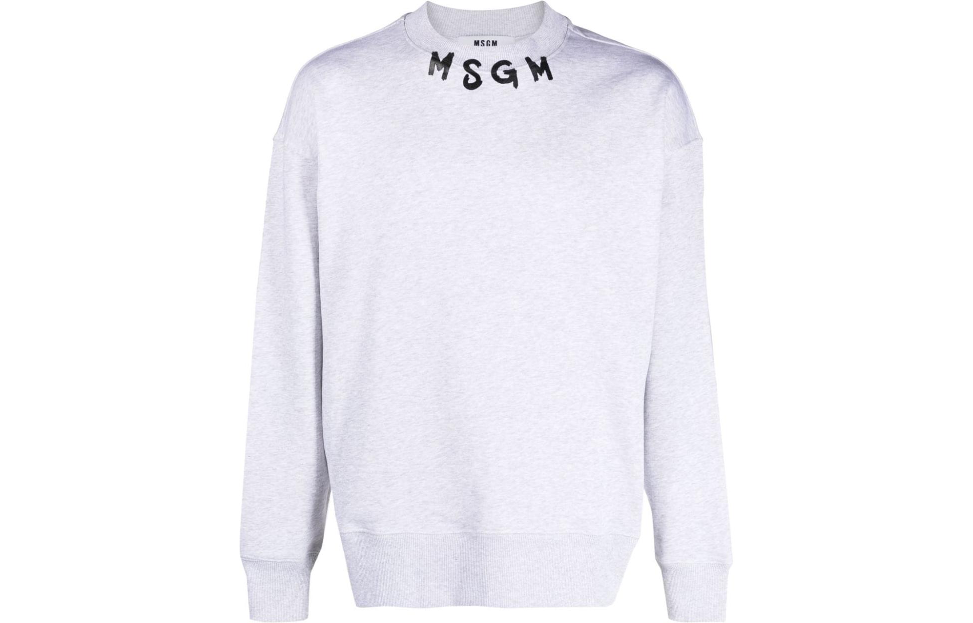MSGM Logo Print Cotton Sweatshirt Men’s Light Gray 3540MM116237797-GREY