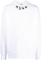 MSGM Logo Print Crewneck Cotton Sweatshirt White Long Sleeve Pullover 3540MM116237799-WHITE MSGM Logo Print Crewneck Cotton Sweatshirt White Long Sleeve Pullover 3540MM116237799-WHITE