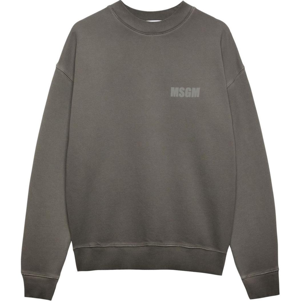 MSGM Logo Print Crewneck Drop Shoulder Sweatshirt Grey - 3740MM116247587-GREY