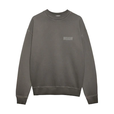 MSGM Logo Print Crewneck Drop Shoulder Sweatshirt Grey - 3740MM116247587-GREY