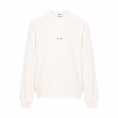MSGM Logo Print Crewneck Long Sleeve Sweatshirt Ivory White () 2000MM503200000-WHITE