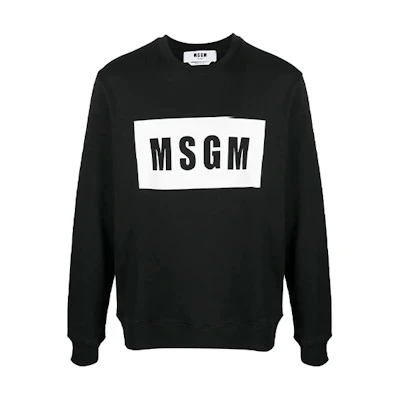 MSGM Logo Print Crewneck Long Sleeve Sweatshirt Men Black 3040MM68217099-99