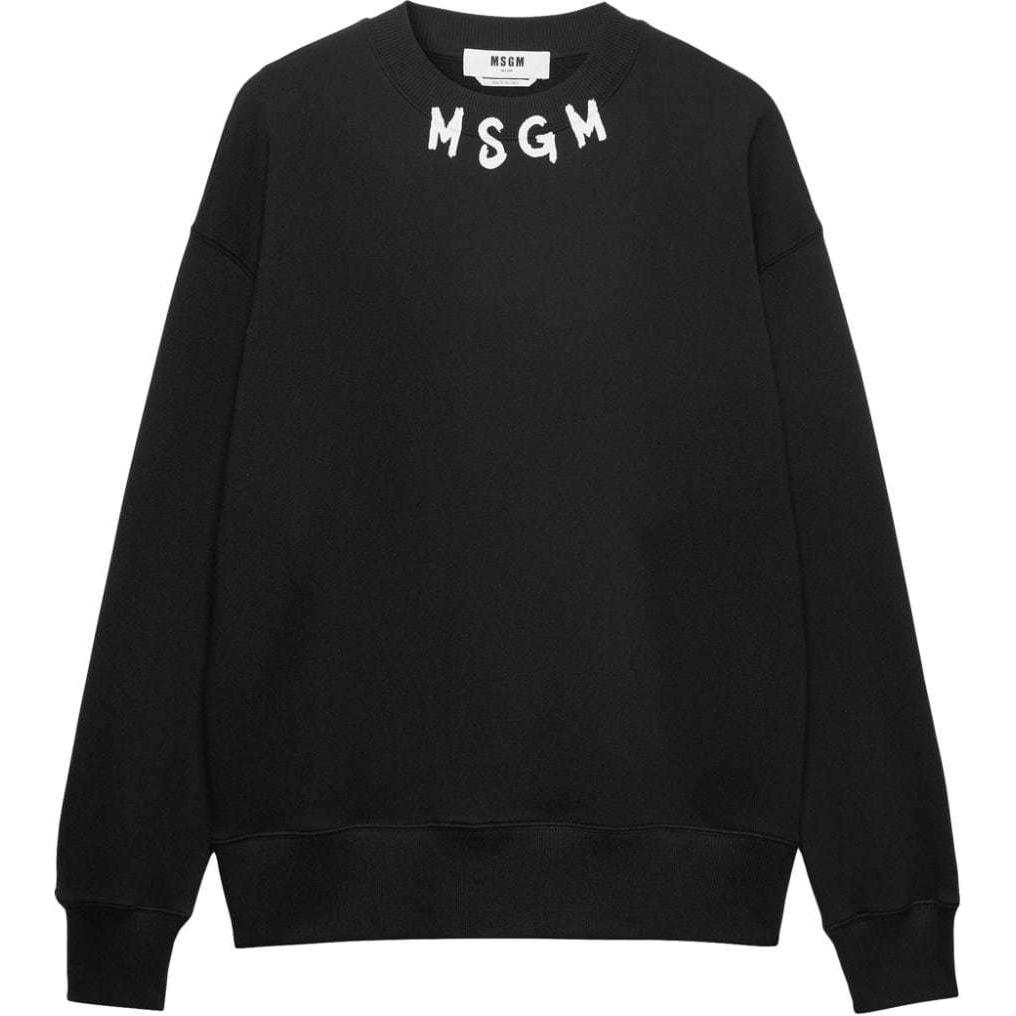 MSGM Logo Print Crewneck Oversized Sweatshirt Men’s Black 3740MM103247799-BLACK