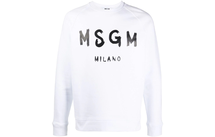 MSGM Logo Print Crewneck Pullover Long-Sleeve Sweatshirt White () 2940MM104-207599-01