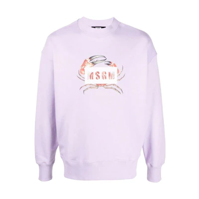 MSGM Logo Print Crewneck Pullover Sweatshirt 3240MM10322729970