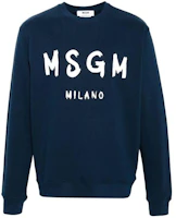 MSGM Logo Print Crewneck Pullover Sweatshirt Navy Blue - Men 3640MM513247000-89 MSGM Logo Print Crewneck Pullover Sweatshirt Navy Blue - Men 3640MM513247000-89