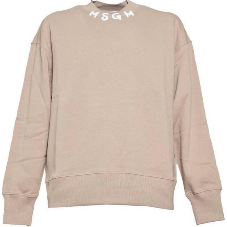 MSGM Logo Print Crewneck Sweatshirt Light Brown 3640MM119247000-23
