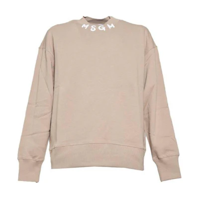 MSGM Logo Print Crewneck Sweatshirt Light Brown 3640MM119247000-23