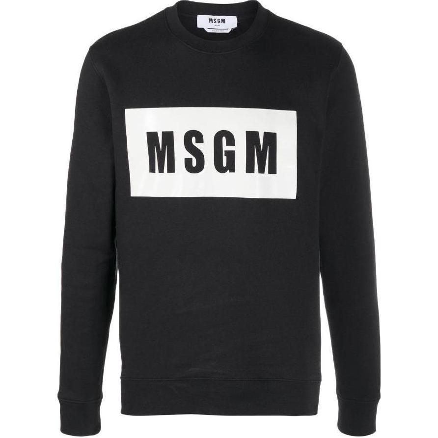MSGM Logo Print Crewneck Sweatshirt Men Black 2940MM16320759999
