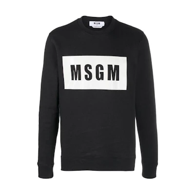 MSGM Logo Print Crewneck Sweatshirt Men Black 2940MM16320759999