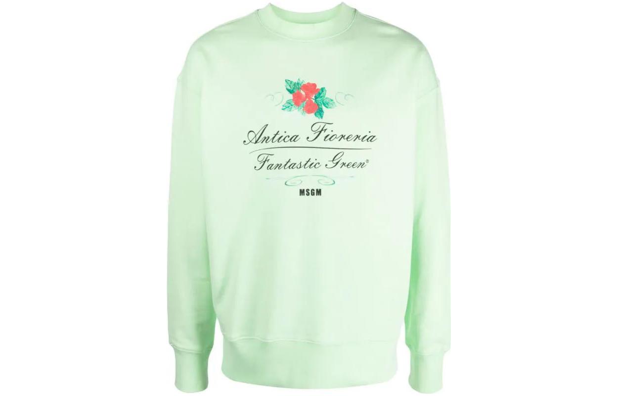 MSGM Logo Print Crewneck Sweatshirt Unisex Green 3546MM13237581-GREEN
