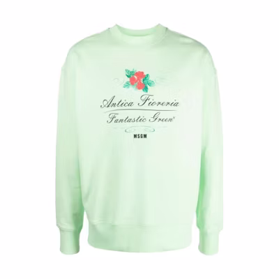MSGM Logo Print Crewneck Sweatshirt Unisex Green 3546MM13237581-GREEN