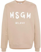 MSGM Logo Print Crewneck Textured Sweatshirt Almond Beige () 3640MM513247000 MSGM Logo Print Crewneck Textured Sweatshirt Almond Beige () 3640MM513247000
