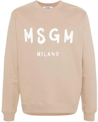 MSGM Logo Print Crewneck Textured Sweatshirt Almond Beige () 3640MM513247000 Buy MSGM Logo Print Crewneck Textured Sweatshirt Almond Beige () 3640MM513247000