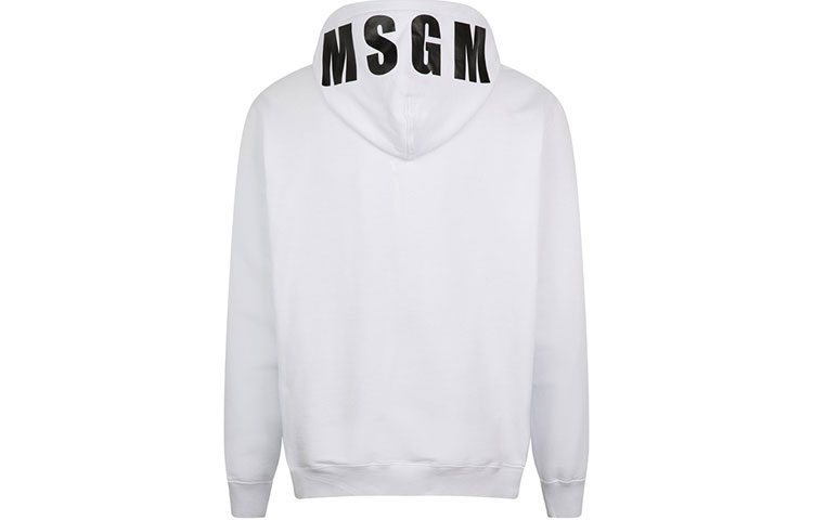 MSGM Logo Print Drawstring Hoodie White Pullover 2940MM165-207599-01