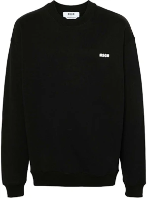 MSGM Logo Print Drop Shoulder Knit Textured Sweatshirt Black 3740MM129247795-BLACK Buy MSGM Logo Print Drop Shoulder Knit Textured Sweatshirt Black 3740MM129247795-BLACK