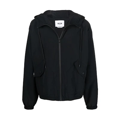 MSGM Logo Print Hooded Jacket Black 3240MH05X22700099