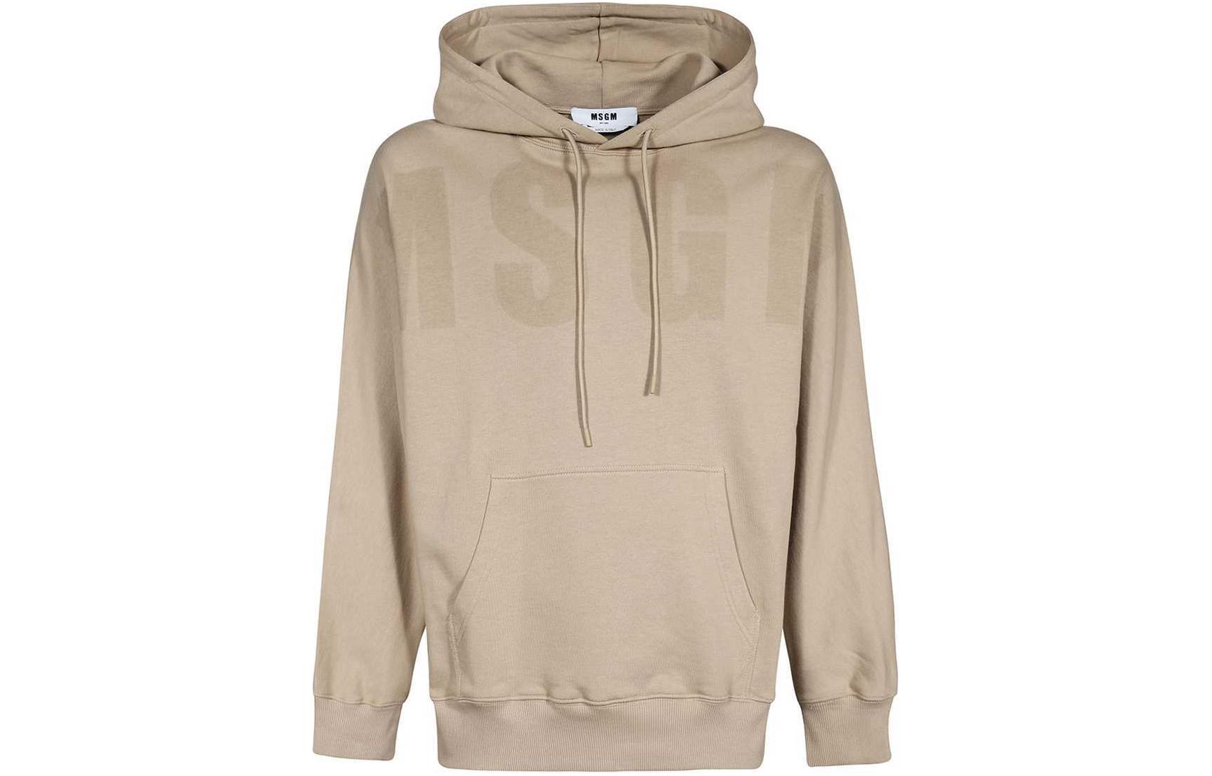 MSGM Logo Print Hoodie Beige - Long Sleeve 3540MM109-237799-23