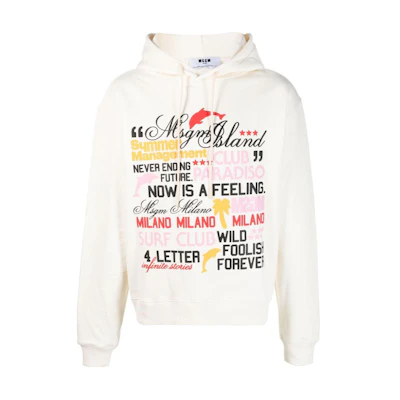 MSGM Logo Print Hoodie Men’s Off-White 3440MM17523700102