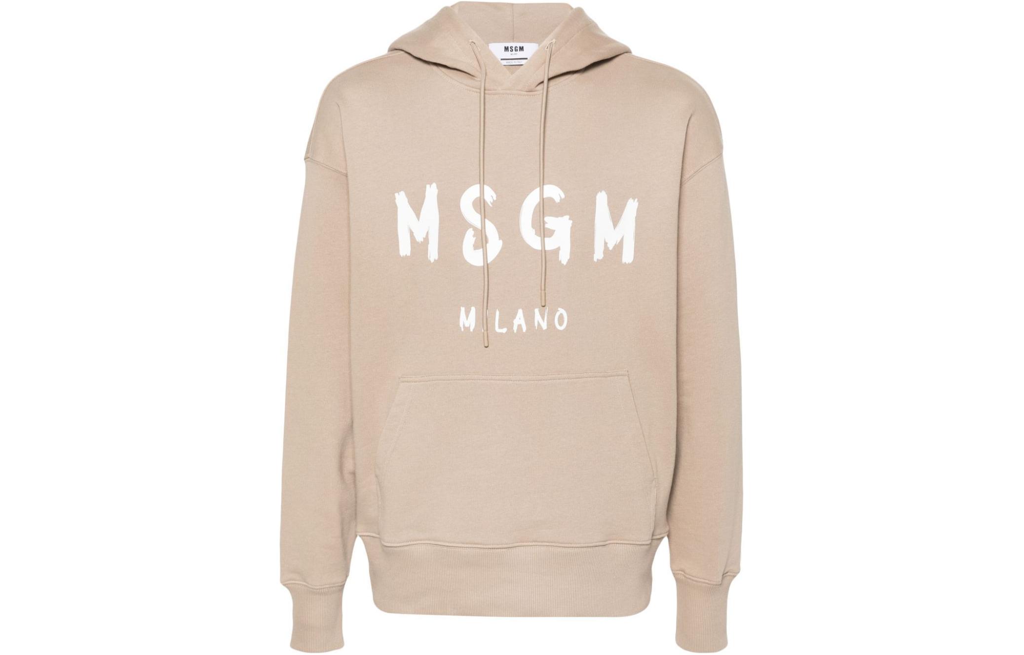 MSGM Logo Print Hoodie Men’s Sand Beige 3640MM515247000-BEIGE
