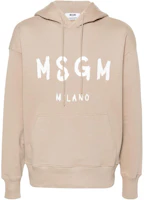 MSGM Logo Print Hoodie Men’s Sand Beige 3640MM515247000-BEIGE MSGM Logo Print Hoodie Men’s Sand Beige 3640MM515247000-BEIGE