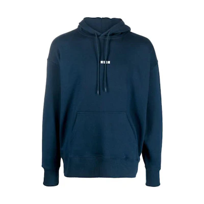 MSGM Logo Print Hoodie Navy Blue 3540MM509237799-NAVY