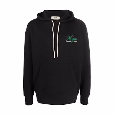 MSGM Logo Print Hoodie Unisex Black - Comfortable Casualwear 3546MM06237581-BLACK