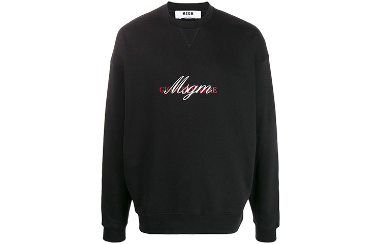 MSGM Logo Print Long-Sleeve Pullover Sweatshirt Black () 2840MM102207099-99