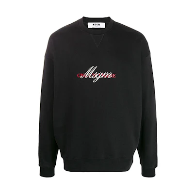MSGM Logo Print Long-Sleeve Pullover Sweatshirt Black () 2840MM102207099-99